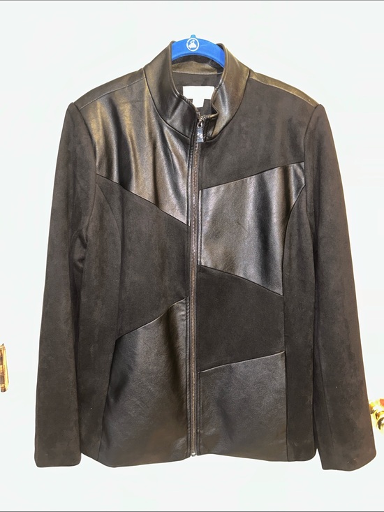 Belle by Kim Gravel Jackets & Blazers - Belle by Kim Gravel Black Mixed-Material Bomber Jacket